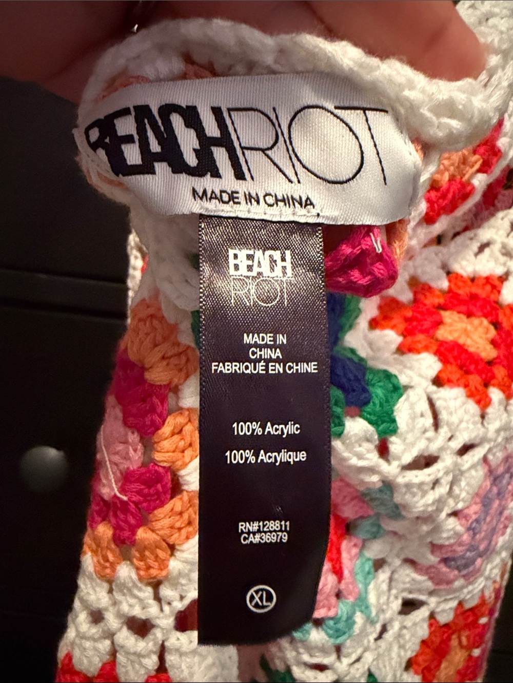 Beach Riot White Crochet Sundress with Multicolor Floral Squares - Picture 2 of 2